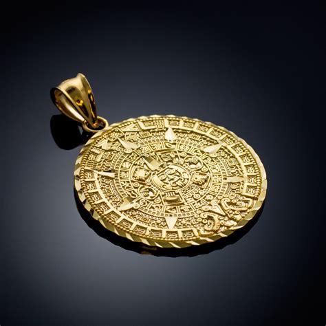 Aztec Calendar Gold Pendant